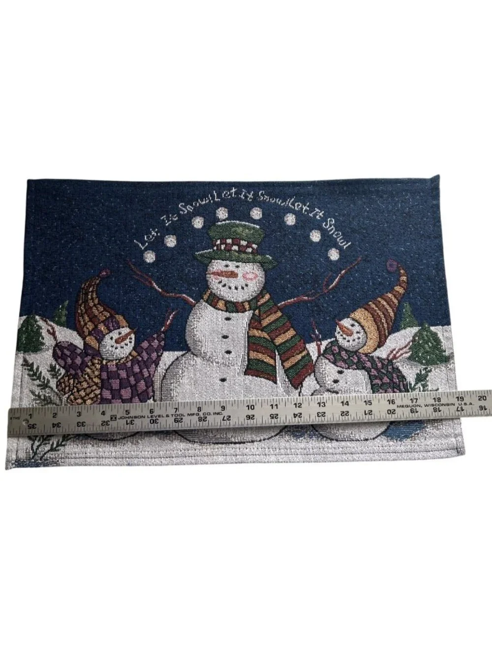 Let It Snow Snowman Tapestry Placemats Set Of 6 Winter Holiday Decor 12